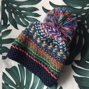 Multicolor Beanie with Puff